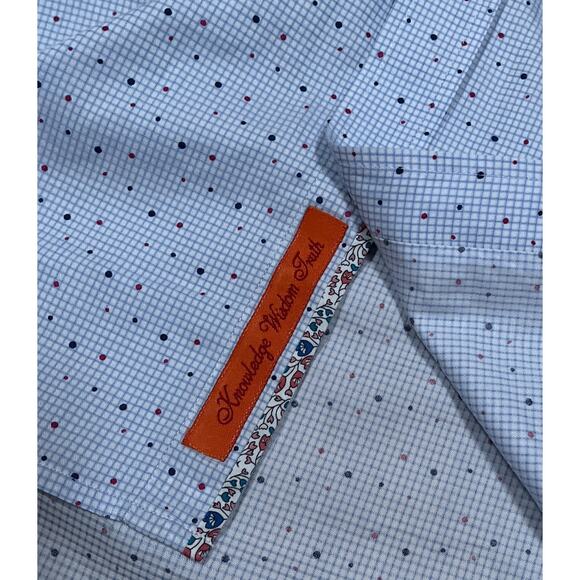 Robert Graham Short Sleeve Shirt Dot Pattern Over Grid Floral Flip Size Small - Picture 6 of 12